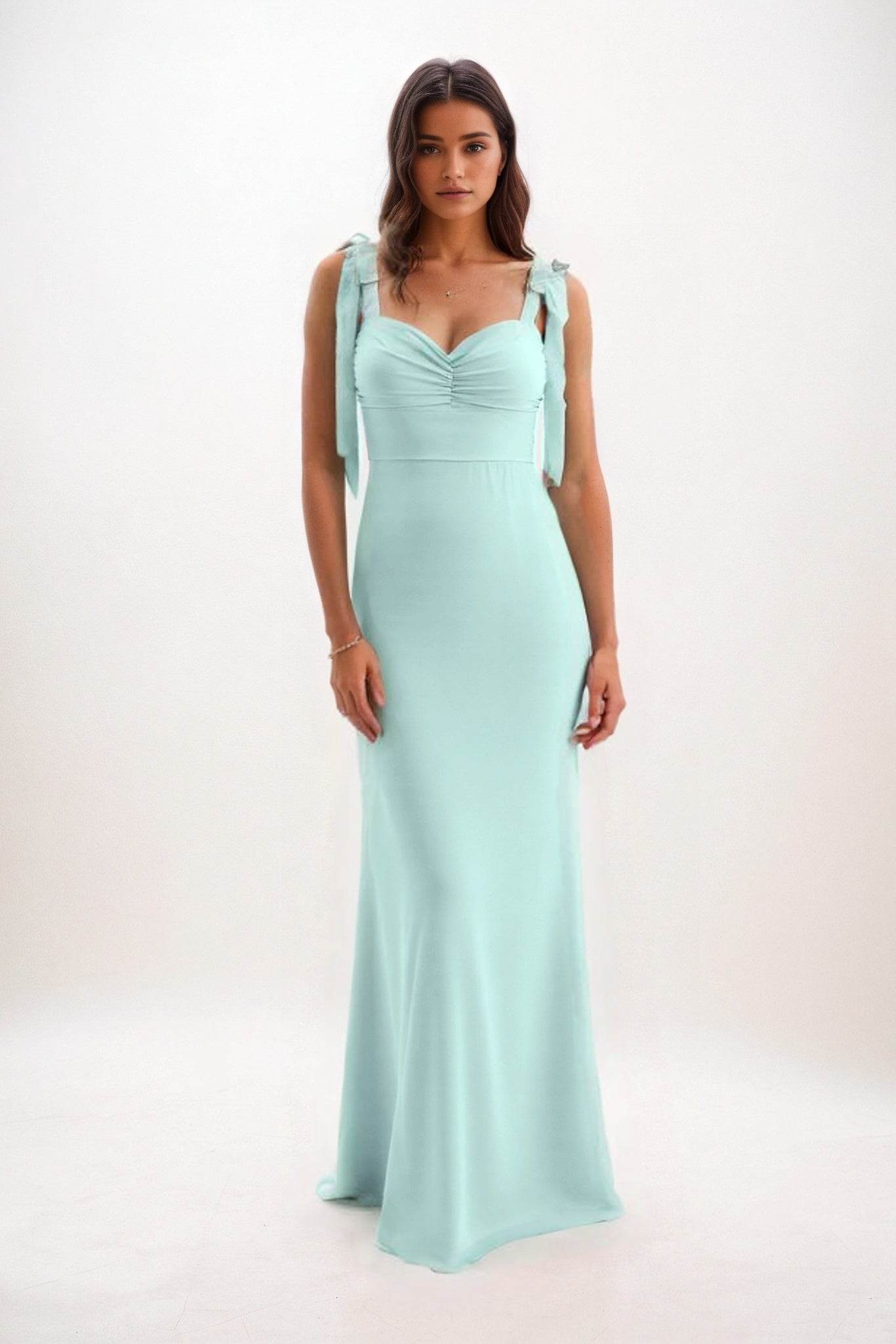 Sheath-Column Maxi Chiffon Bridesmaid Dress CB0849 - COCOMELODY